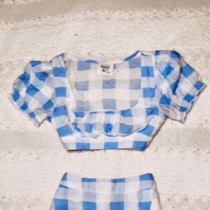 Two piece set in blue check